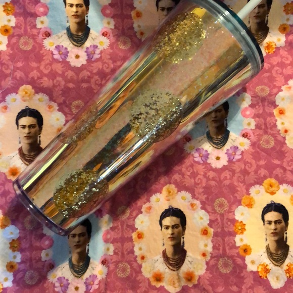 Starbucks Green Gold Polka Dot Glitter Cup w/Gift!